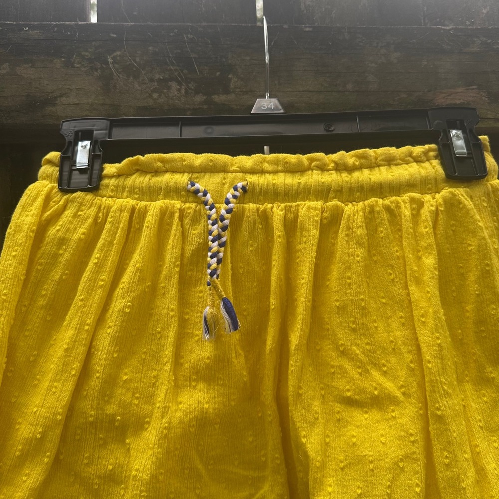 Mini Boden Girls Yellow 3D Floral Applique Cotton Swiss Dot Skater Skirt Sz 8-9Y - Picture 2 of 7